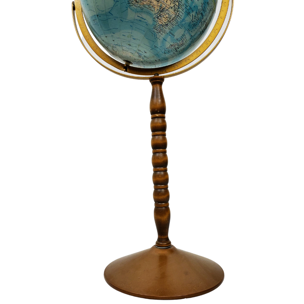 Replogle Floor Globe on Turned Walnut Pedestal Stand, c. 1960s–70s