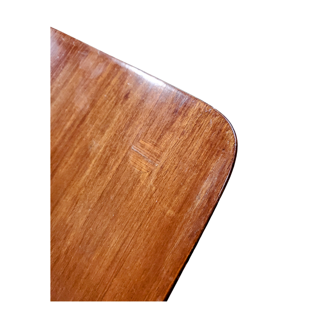 American Mid-Century Two-Tier Walnut Side Table with Brass Ring Detail, c. 1955–1965