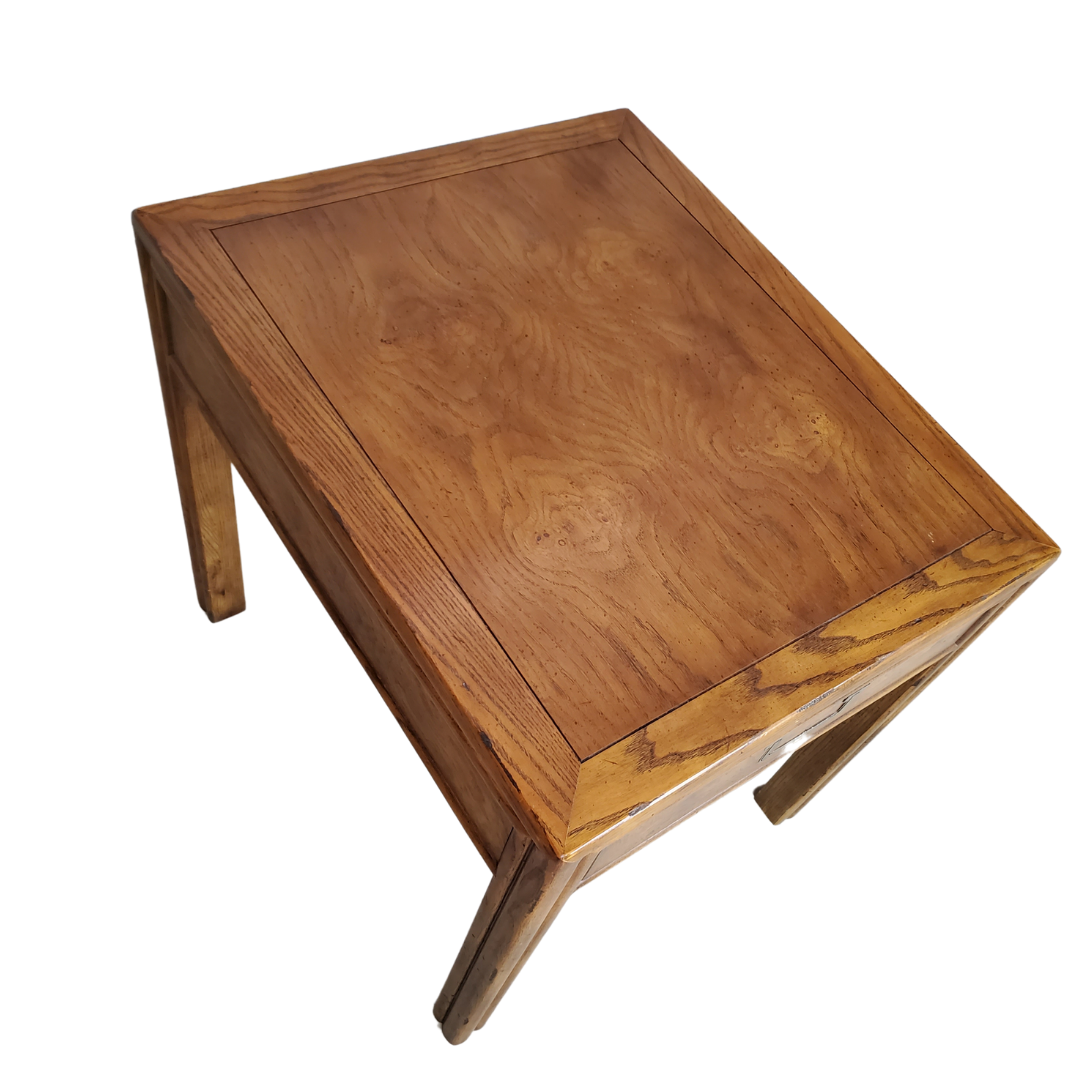 Henredon 'Artefacts' Burl & Oak End Table with Brass Hardware, c. 1970s