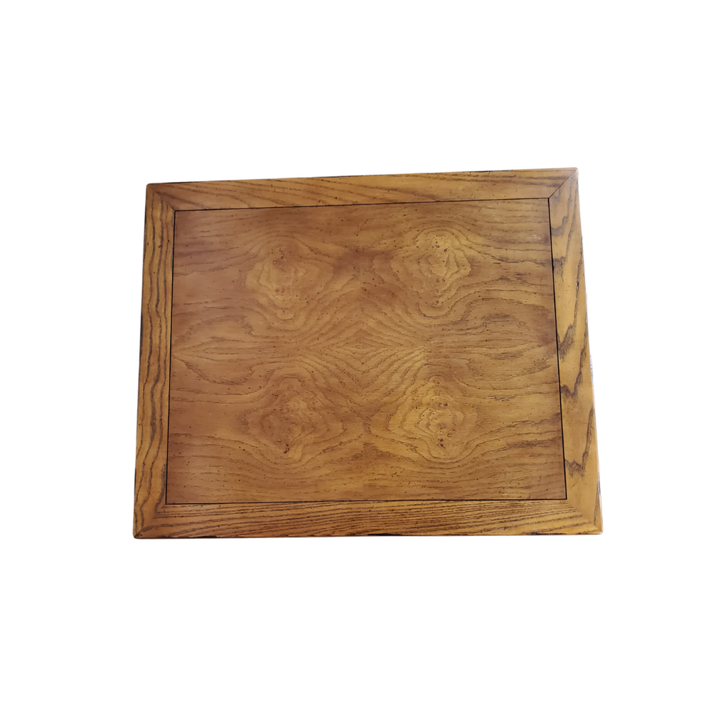 Henredon 'Artefacts' Burl & Oak End Table with Brass Hardware, c. 1970s