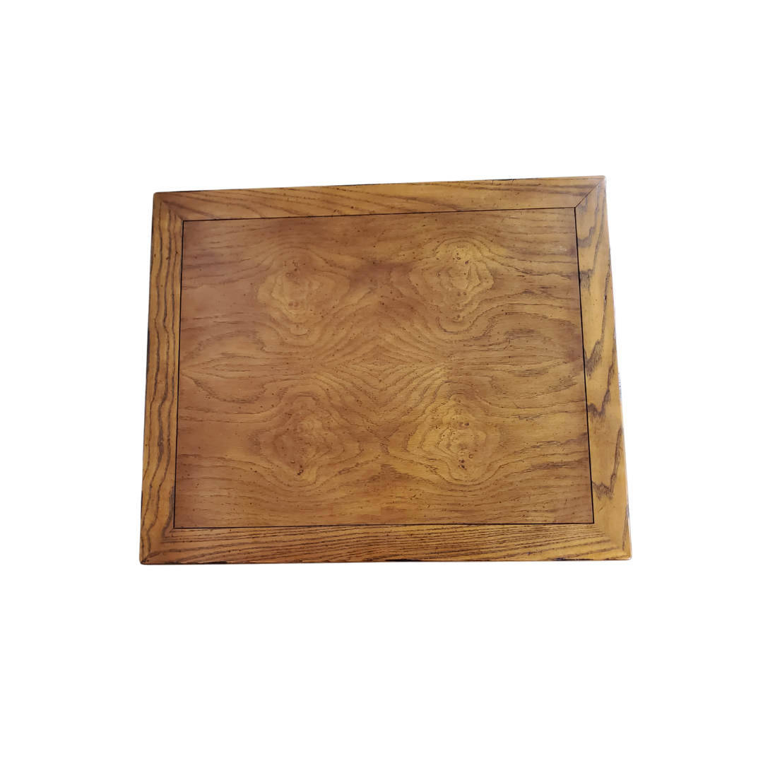 Henredon 'Artefacts' Burl & Oak End Table with Brass Hardware, c. 1970s