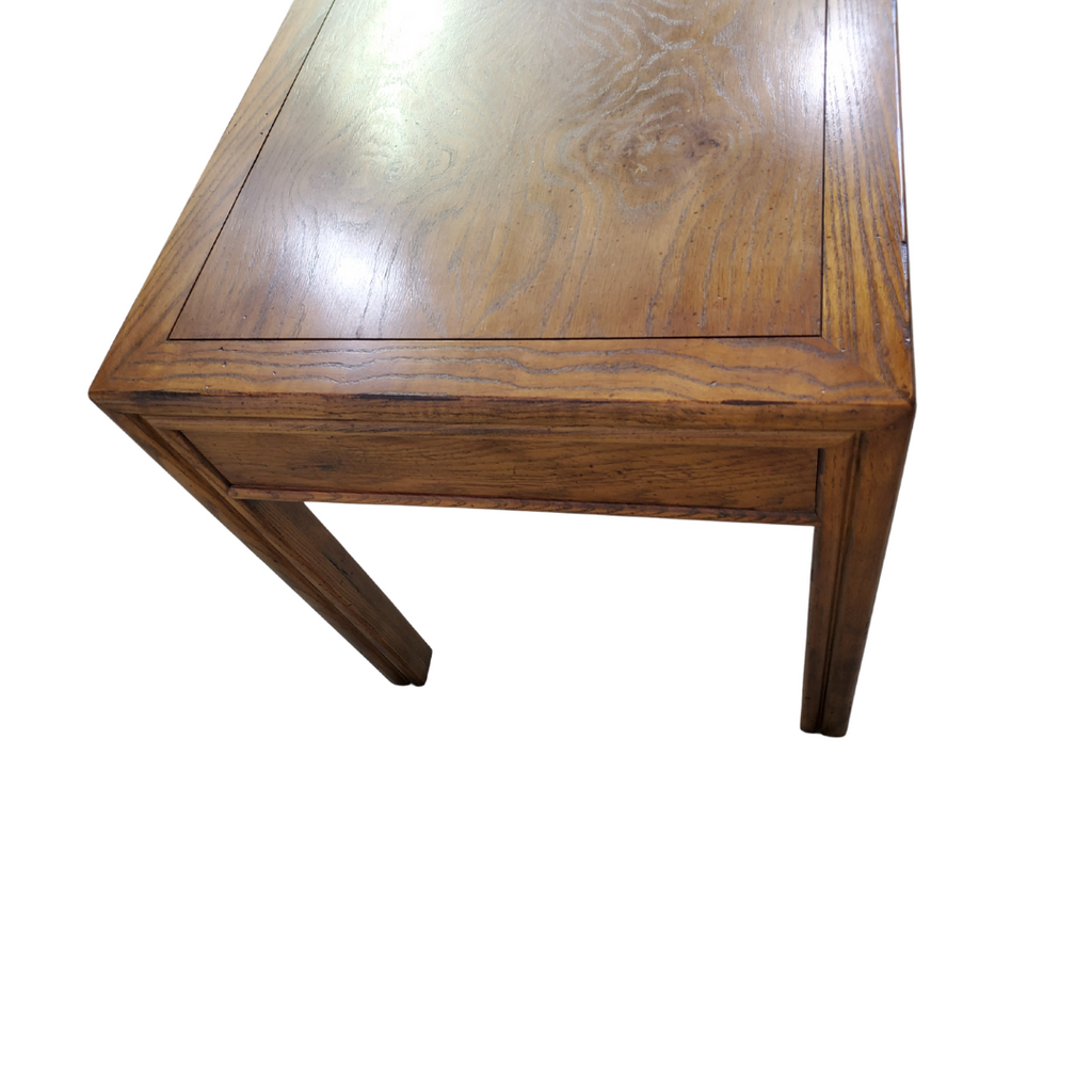 Henredon 'Artefacts' Burl & Oak End Table with Brass Hardware, c. 1970s