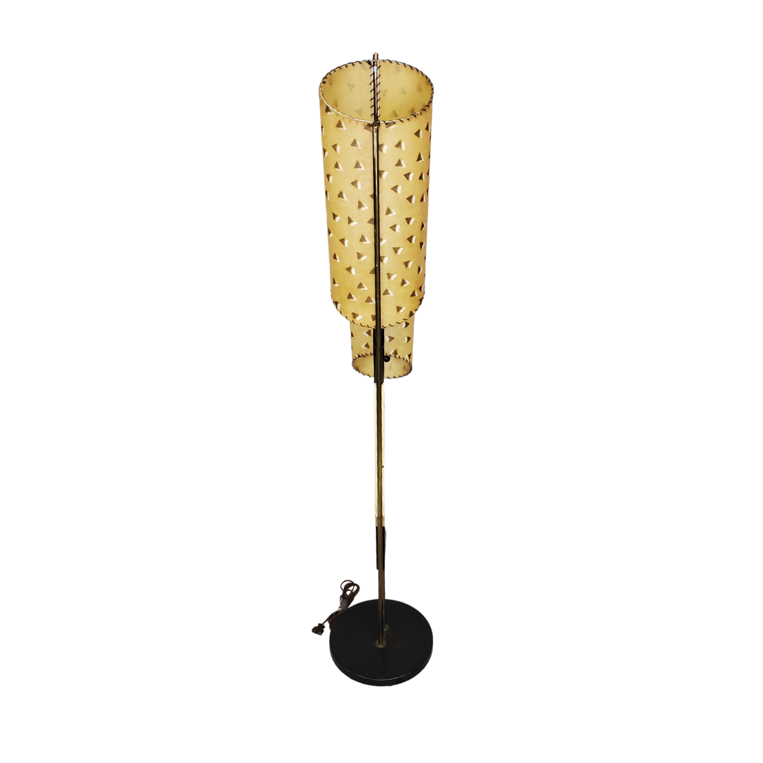 Majestic Lamp Co. Mid-Century Modern Two-Tier Parchment Floor Lamp